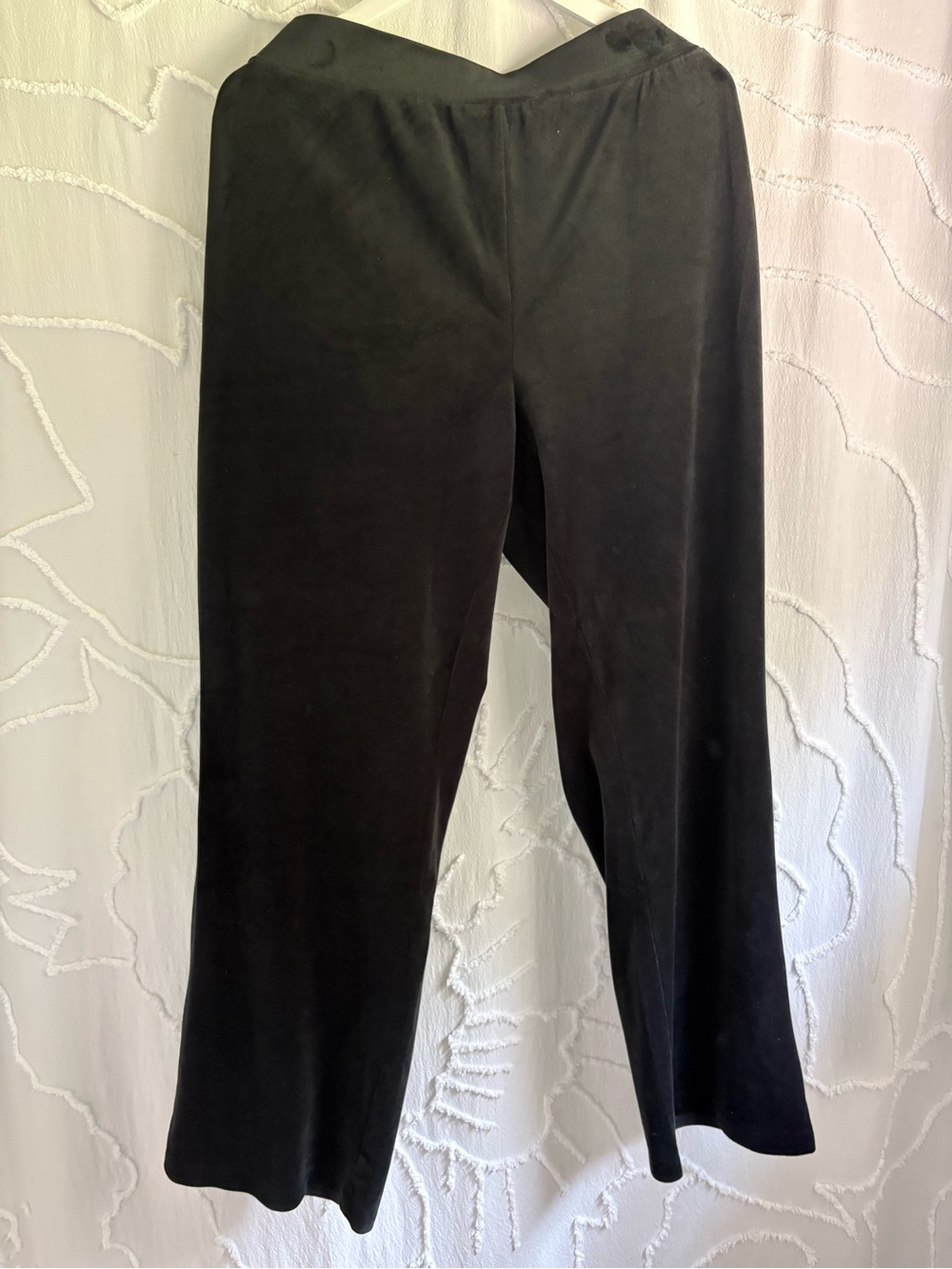Juicy Couture Velour Pants 2X Black Wide Leg Lounge Y2K Embroidered J Logo